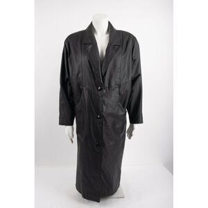 Wilsons Thinsulate Women’s Black Leather Long Trench Coat Jacket PS Petite Small